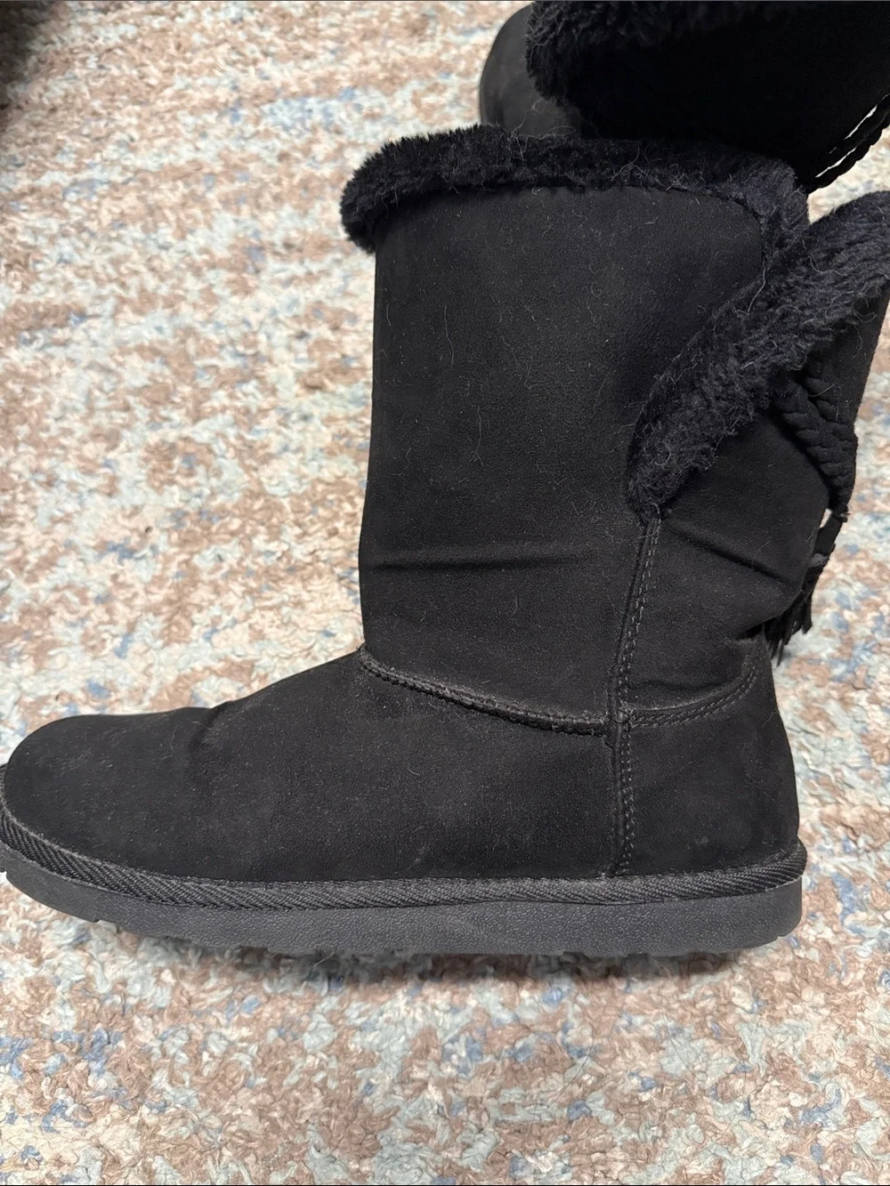Black Women's Cozy Faux-Shearling Winter Boots 9M